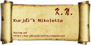 Kurják Nikoletta névjegykártya